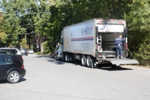 library 474 an illegally parked truck delivering goods to a business on Bloor Street.